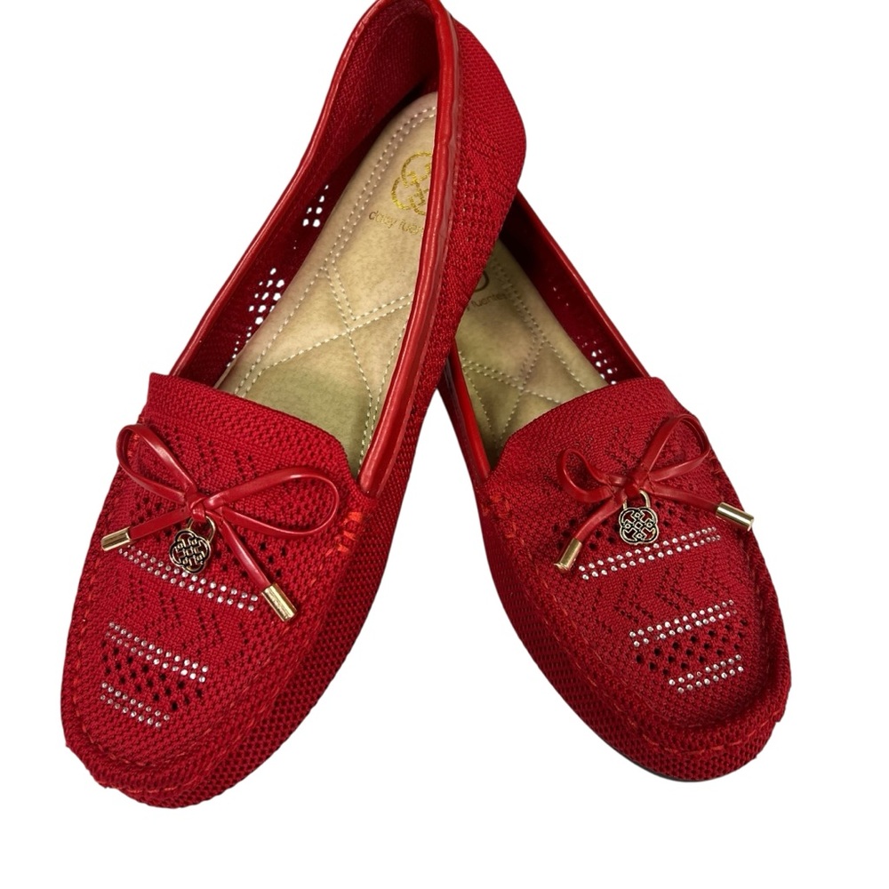 Daisy Fuentes Red Flats with Bow Detail